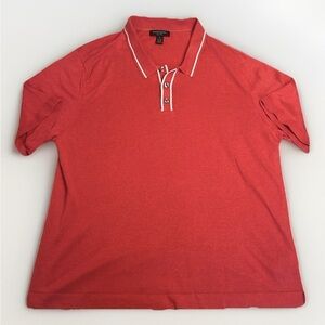 Banana Republic Silk Linen Blend Knit Polo XL Tall Coral Red EUC